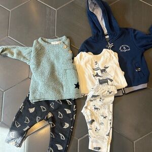 Kids Matching Set with Blue and Cream Outfits